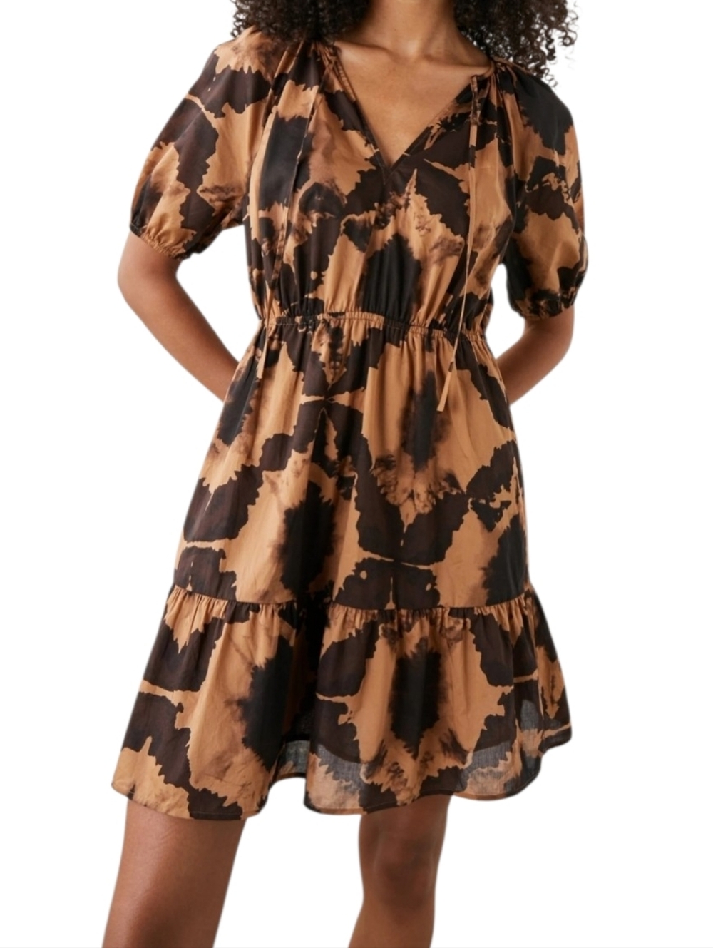 Rails Amabella Tigers Eye Brown and Black Tie-Dye Mini Dress Size XS